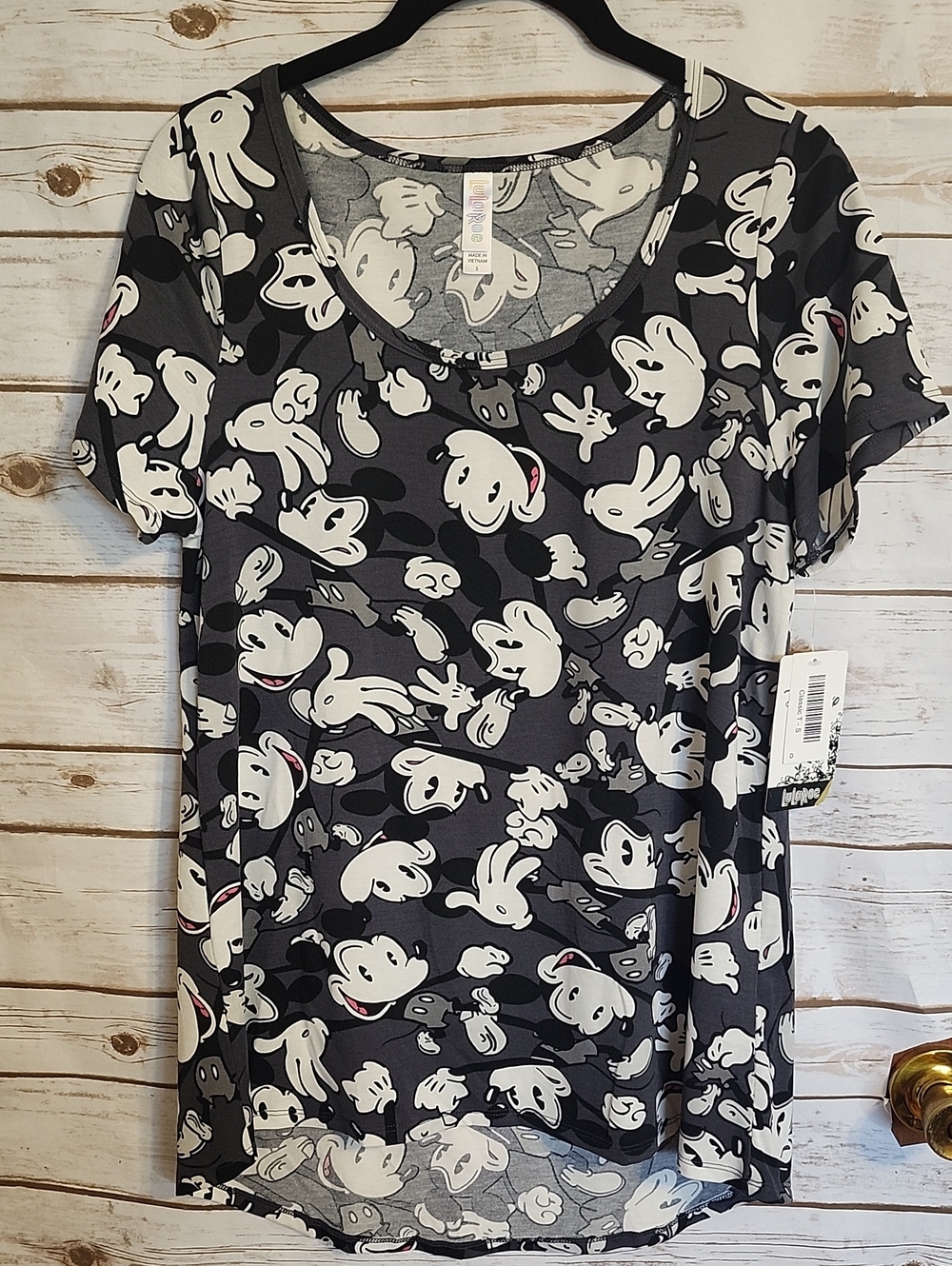LuLaRoe Disney Mickey Mouse Black & White Short Sleeve Tee Small - NWT